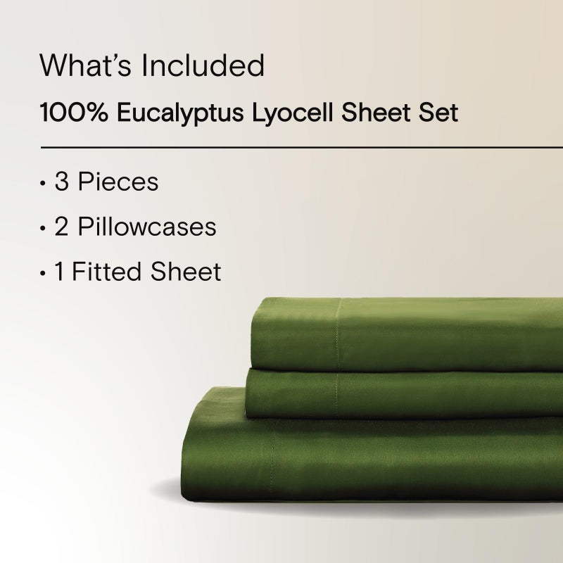 Sijo AiryWeight Tencel Sheet Set, 100% Lyocell Derived from Eucalyptus, Buttery Soft, Architectural Digest 2022 Best Cooling Sheets Winner - 3pc - 2 Pillowcases 1 Fitted (Forest, Full) - Image 2